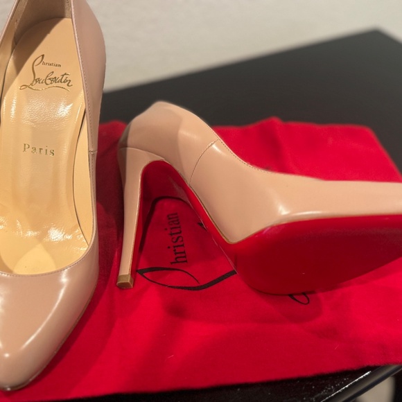 NEW! Christian Louboutin Décolleté 868 100 Jazz Calf Nude Heels 37.5 - Picture 2 of 5